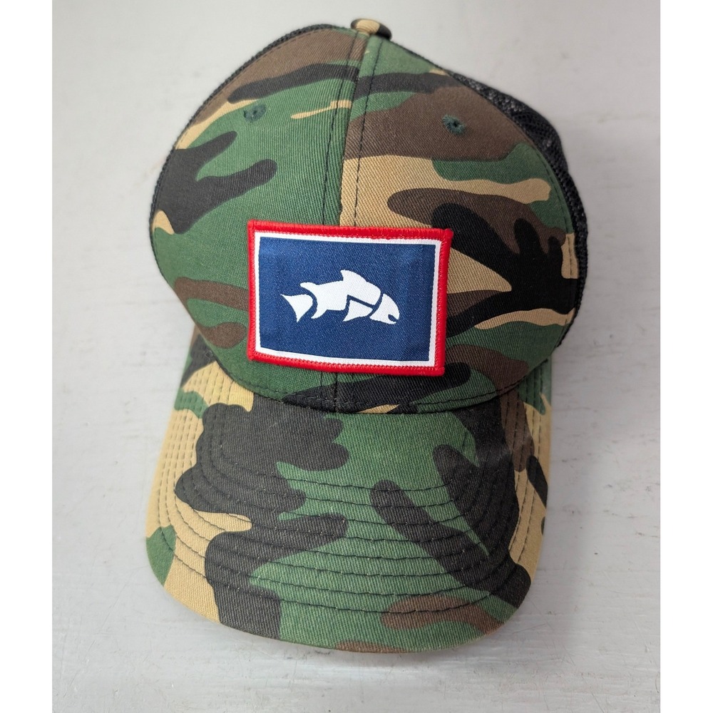 Give'r Jackson Hole Camo Trucker Hat Fish Patch Snapback Mesh Cap Outdoor